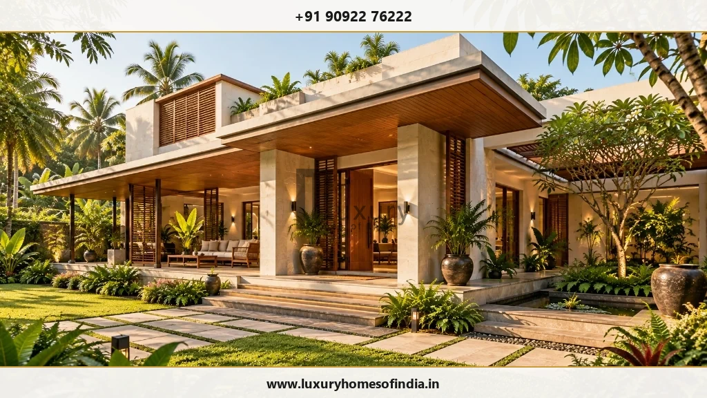 Contemporary South Indian villa illustrating the relationship between architecture outdoor living and construction