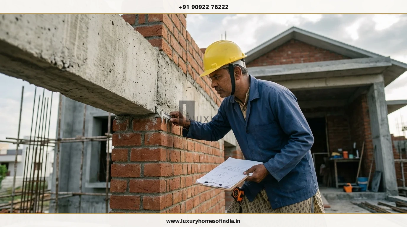 Engineer inspecting structural work at a Chennai residential construction site