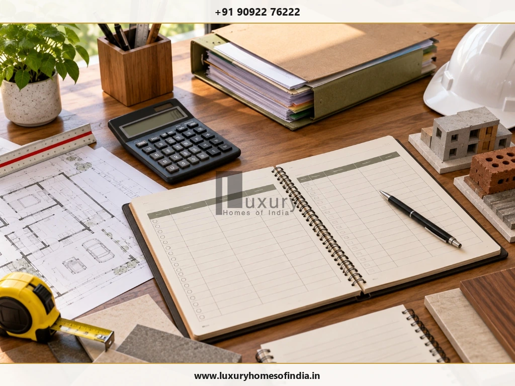 Stage-wise construction payment calculation register with plans, calculator and samples