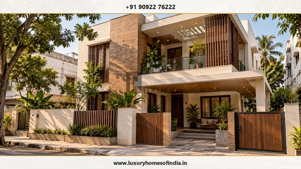 Contemporary Chennai independent house with a clearly defined built-up residential form