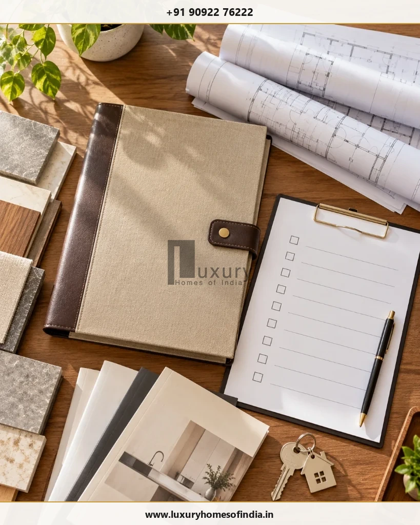 An organised homeowner handover folder with drawings, product manuals, warranty records and keys