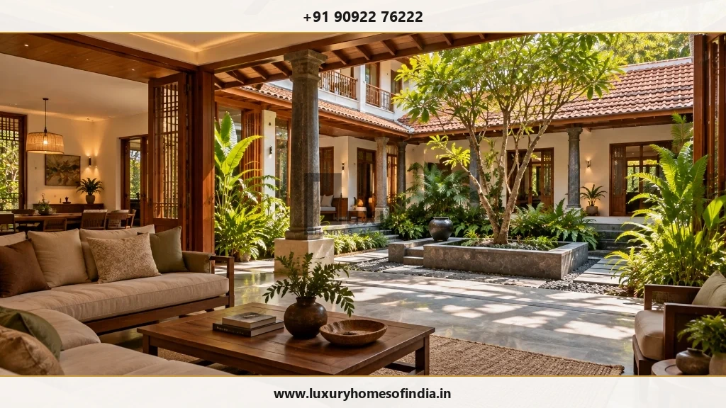 Kerala-inspired courtyard residence showing indoor-outdoor relationships