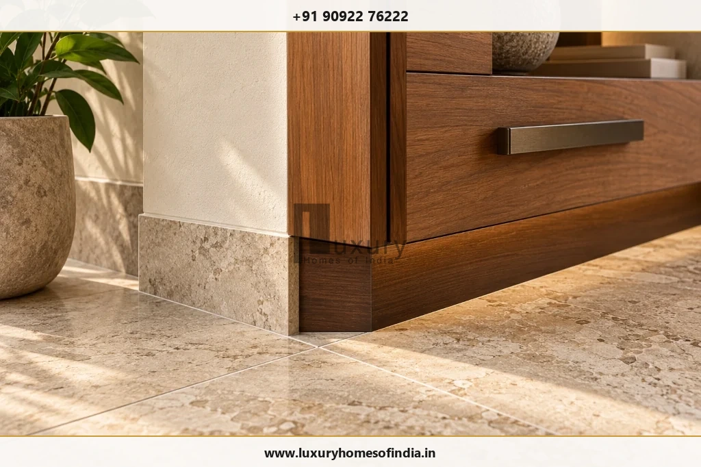 Close-up of premium flooring, joinery and finish samples used to explain specification-based costing