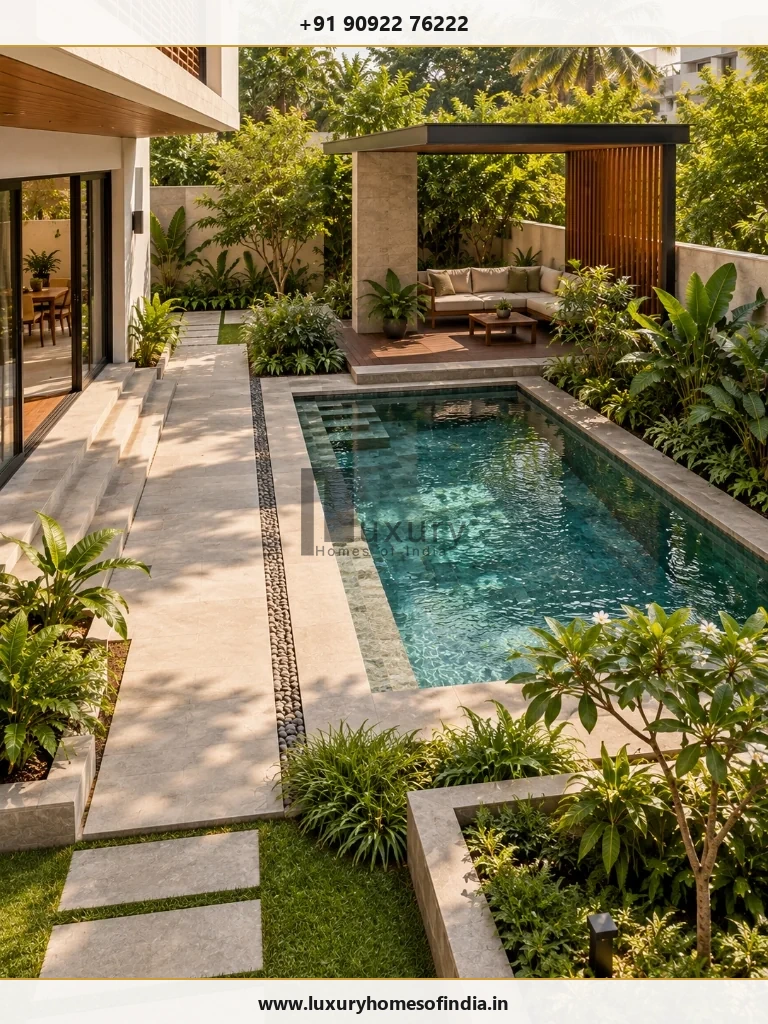Residential outdoor living area illustrating how pool, deck and landscape scope should be coordinated