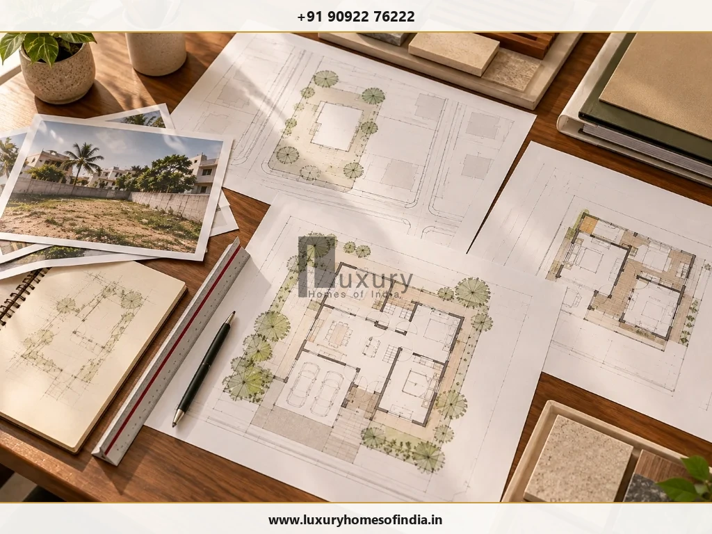 Comprehensive documentation package: Architectural site plans, registered title records, patta, and material specifications prepared for portal submission