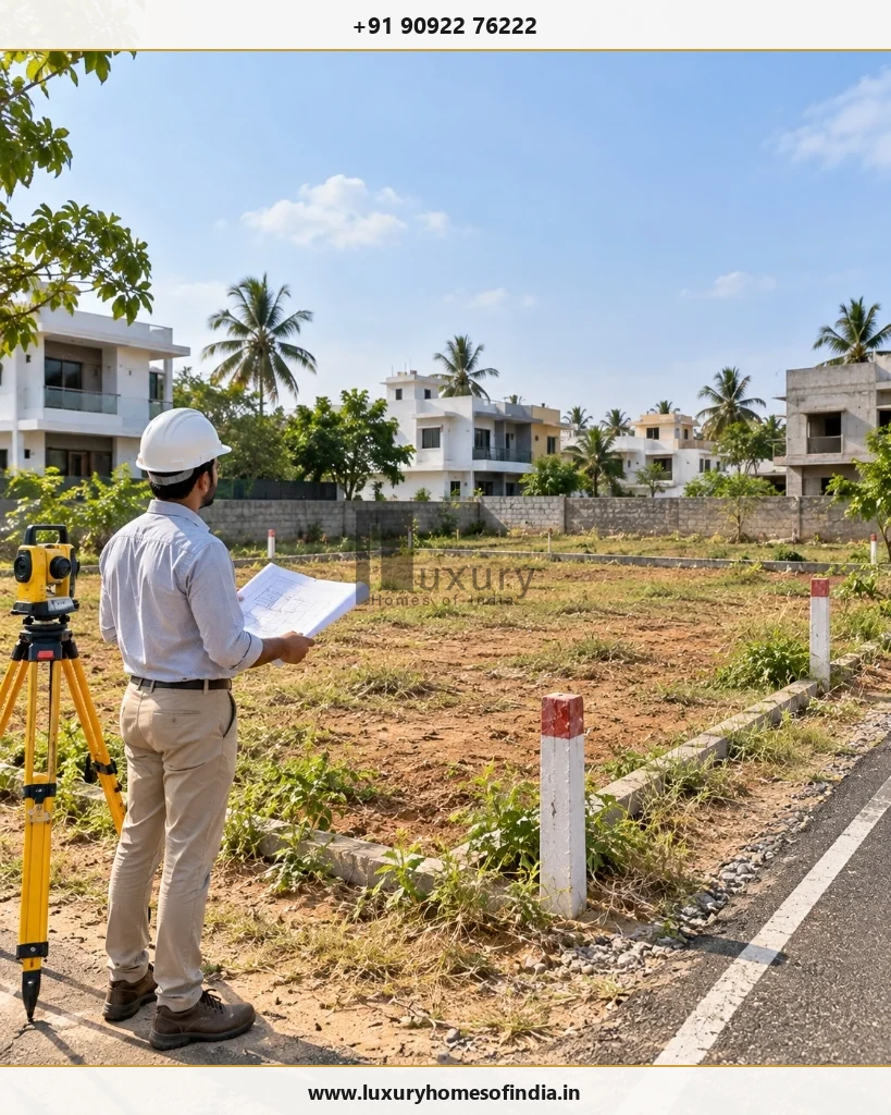 Site assessment showing plot boundaries, access, orientation and potential building footprint