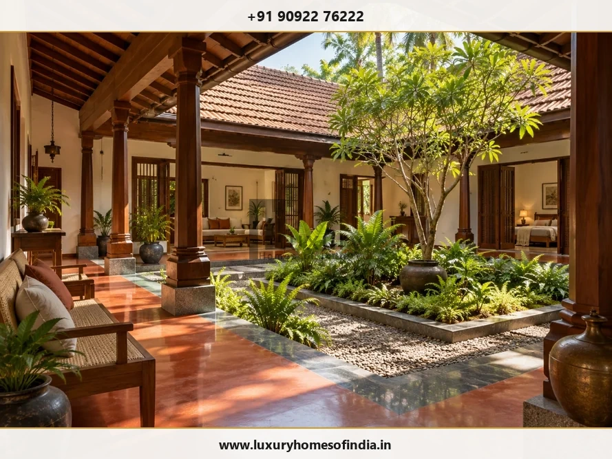 Traditional South Indian courtyard home essential spatial design and natural lighting