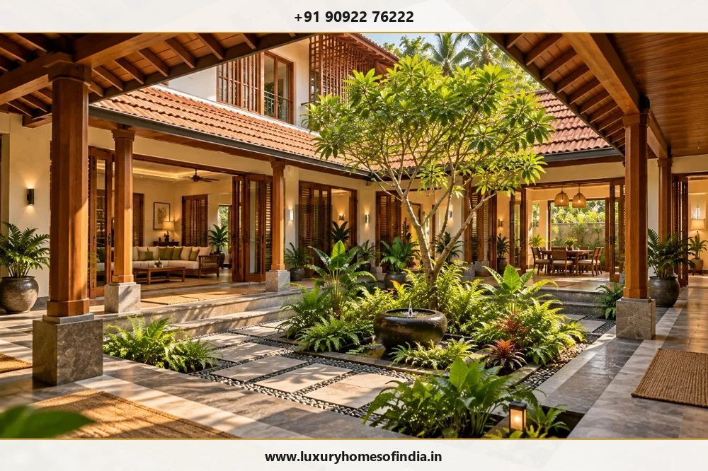 South Indian courtyard residence showing how daylight shaded circulation and landscape can inform residential planning