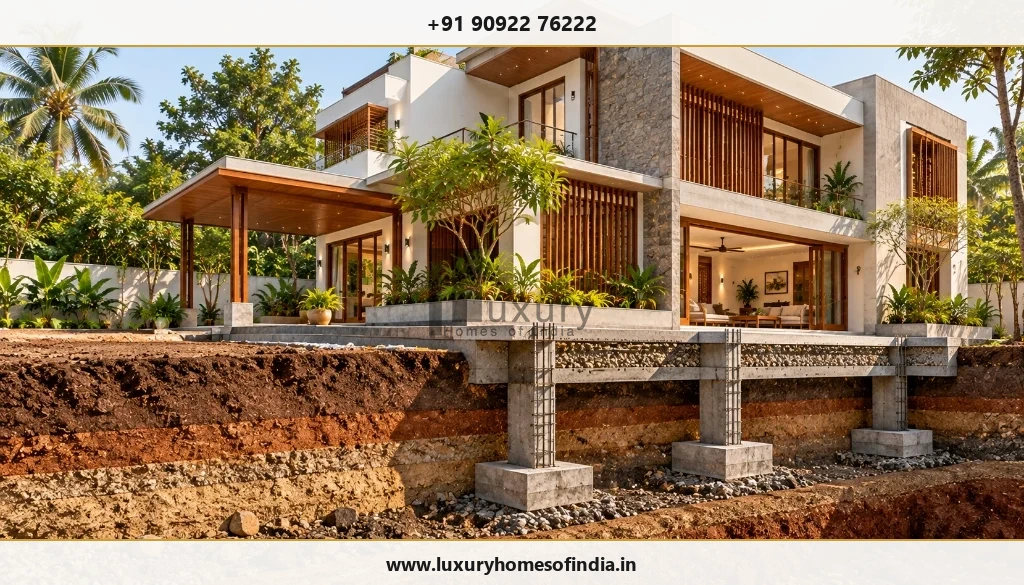 South Indian residential site with a conceptual foundation-engineering coordination view