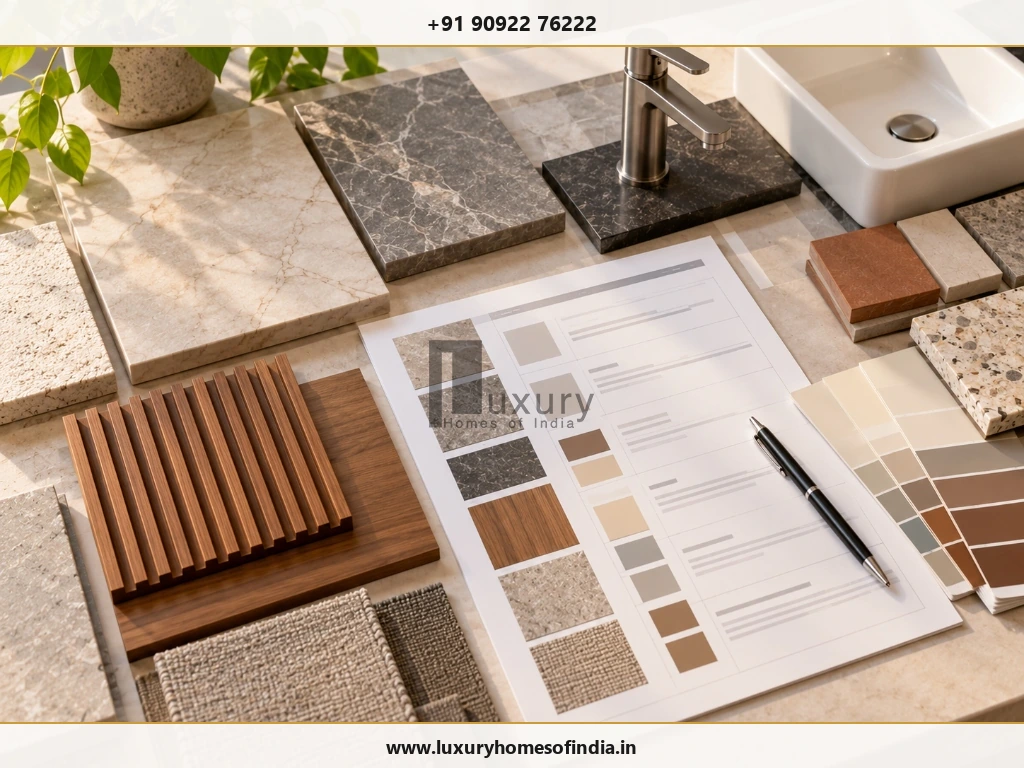 Specification schedule showing how construction materials and finish allowances are compared